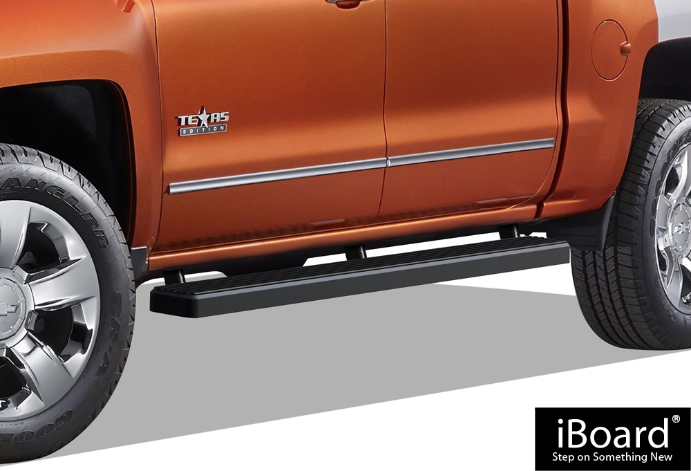 Black 4" iBoard Running Boards Fit 0717 Chevy Silverado/GMC Sierra