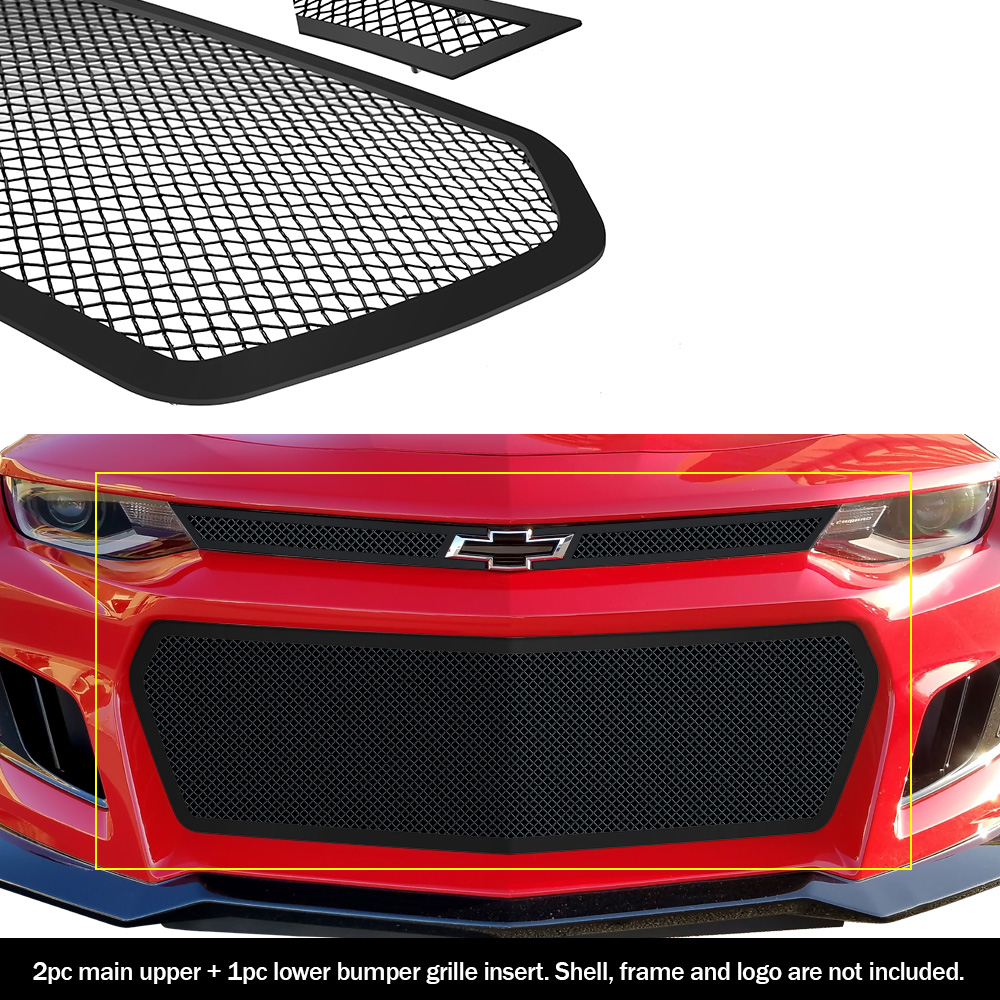 Fits 20192020 Chevy Camaro ZL1 Stainless Black Mesh Grille Insert
