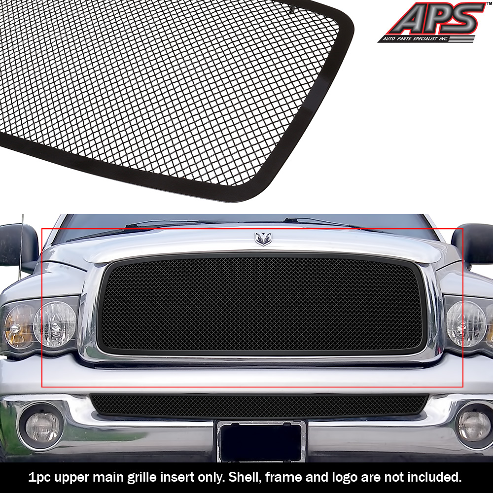 APS Compatible with 2002-2005 Dodge Ram 1500 2500 3500 Carbon Steel Black 1.8 mm Wire Mesh Grille Insert