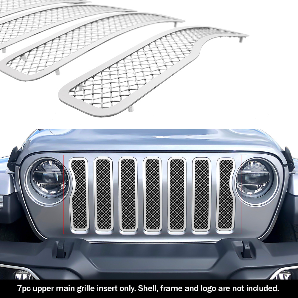 Fits 20202021 Jeep Gladiator Main Upper Stainless Chrome Mesh Grille