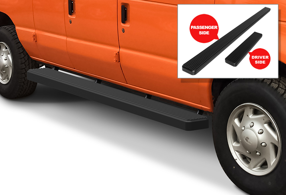iBoard Running Boards 6inch Matte Black Fit 9914 Ford Econoline Full