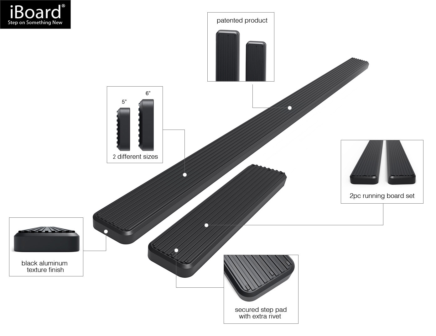 iBoard Running Boards 6-inch Matte Black Fit 99-14 Ford Econoline Full ...